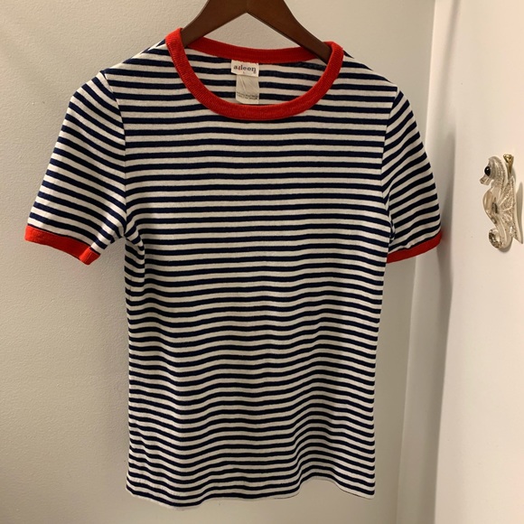▪️SOLD▪️Vintage 70s Striped Nautical T Shirt L - Picture 4 of 8